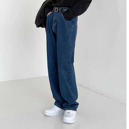 Men's Jeans 2025 New Spring and Autumn Loose Straight Wide-Leg Pants Korean Style Trendy Casual Floor-Length Trousers