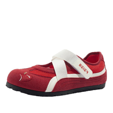 Shoes 2026 Spring New Style Sneakers Red Thin Sole Casual Shoes Versatile Soft Sole Breathable Mary Jane Shoes for Women