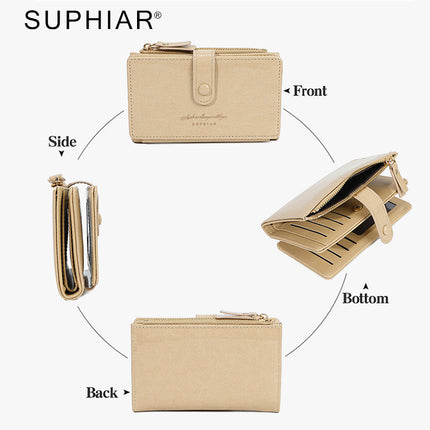 Cross-Border Southeast Asia Multi-Card Slot 80% off Women's Wallet Card Holder Integrated Pu Lacquer Simple Mid-Length Women's Wallet