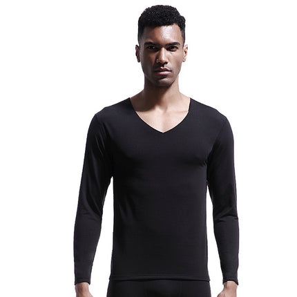 Men's Seamless Thermal Underwear Top V-Neck Winter fleece-lined Tight Thin Base Shirt Autumn Clothes Cotton Sweater Cold-proof