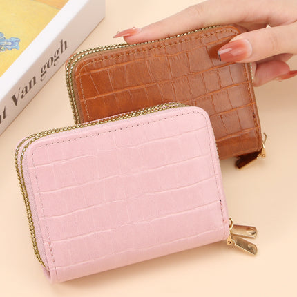 Anti-Magnetic Theft Double Pull Card Holder Fashionable Women's Crocodile Pattern Zipper Coin Purse Cross-Border Coin Purse Rfid
