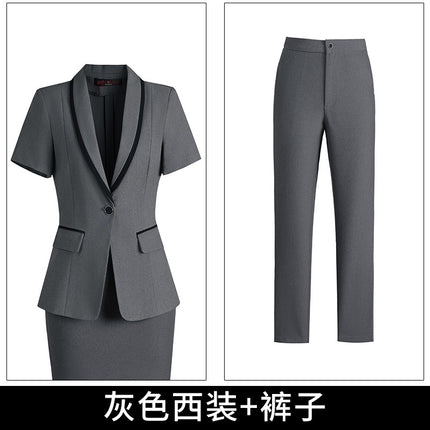 Summer short-sleeved suit suit women's thin business wear small temperament formal suit suit skirt front desk work clothes