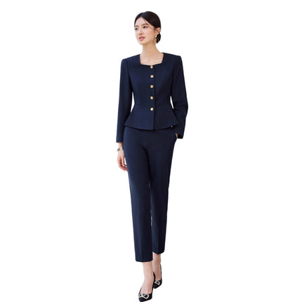 Aishangchen's High-End Navy Blue Suit Is Elegant and Versatile, Hotel Manager's Front Desk Formal Occasion Professional Wear