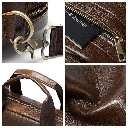 Men's Genuine Leather Briefcase Business Men's Bag Top Layer Cowhide Portable Lawyer Computer Bag Men's Shoulder Crossbody Bag