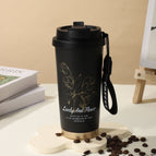 (including tax price) / Double-walled coffee mug 530ml - black lily of the valley design