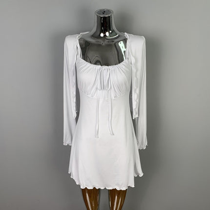 Korean Dongdaemun Gentle and Sexy Little Woman Comfortable Thin Cardigan + Waist-Cinching Figure-Flattering Ruffle Strap Dress