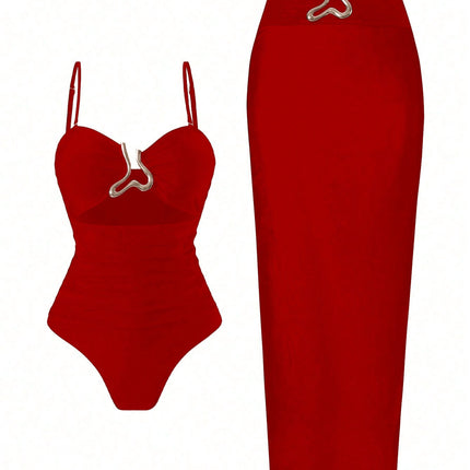 2025 New Cross-Border European and American Slim Conservative One-Piece Swimsuit Women's High-End Bikini Hot Spring Swimsuit Suit