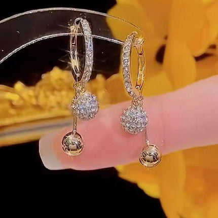 High-End Fashion Rhinestone Ball Earrings 2025 New Trendy Korean Style Versatile Earrings for Women