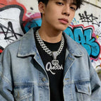 Silver pendant + 16inch cuban chain