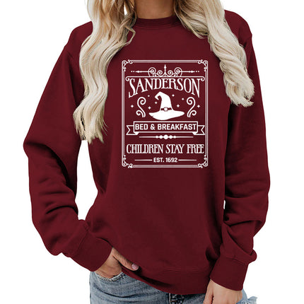 Sanderson Bed Breakfast Printed Round Neck Women's Top Sweatshirt Autumn and Winter Amazon Loose
