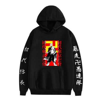 Cross-border new Tokyo cartoon print casual loose black hoodie men's and women's fashion hoodie
