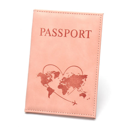 World Map Heart-Shaped Airplane Passport Holder, Lightweight Leather Passport Book, Portable, Unisex Passport Book