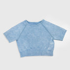 denim blue sports short sleeve / S