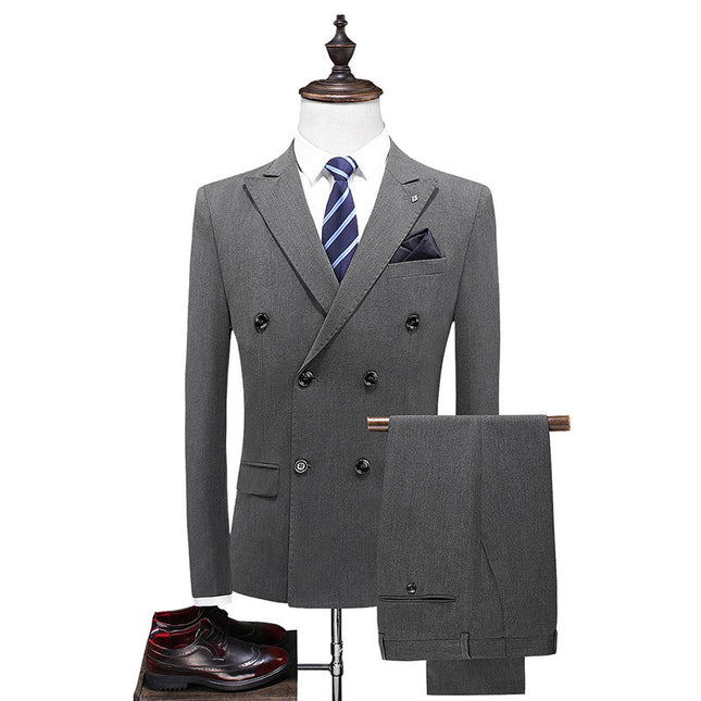 Foreign Trade New Double-breasted Business Banquet Dress Suit Vest Pants Three-piece Men's Slim-fit Suit suit
