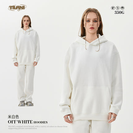 Tilani Men's Clothing 2026 Spring and Autumn Solid Color Basic Sports Suit American Style Trendy Brand Fleece-Lined Thickened Sweatshirt and Sweatpants
