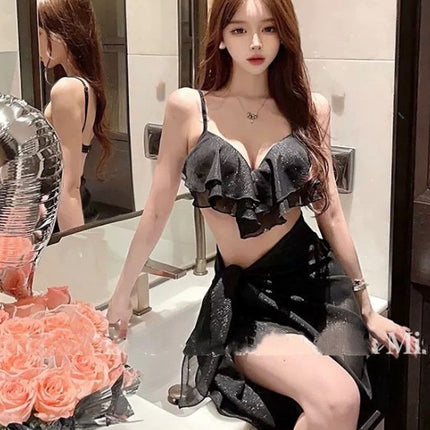 Swimwear Women's 2025 New Explosions South Korea Sexy Strap Bikini Steel Bracing Small Chest Push-up Slim Vacation