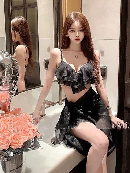 Swimwear Women's 2025 New Explosions South Korea Sexy Strap Bikini Steel Bracing Small Chest Push-up Slim Vacation