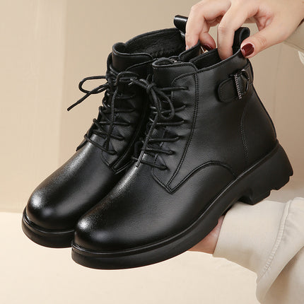 Mom's Shoes, Short Boots, Winter Shoes, Winter Non-Slip Warm Shoes for Middle-Aged and Elderly Women, Winter Plus Suede Leather Shoes, Autumn and Winter Middle-Aged Cotton Shoes
