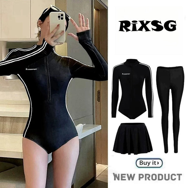 Cross-Border New Seaside Beach Wetsuit Long-Sleeved Pants Suit Sun Protection Quick-Drying Surfing Suit Hot Spring Swimsuit for Women