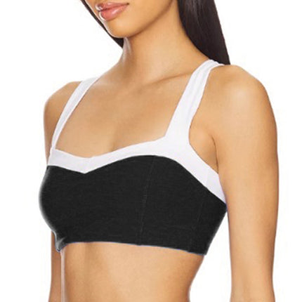 New Cross-Border European and American Fashion Contrasting Color Sports Yoga Clothing Sports Fitness Yoga Suit with Removable Chest Pad