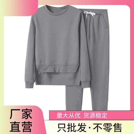 2023 Amazon cross-border new loose plus size top women's long sleeve hot figure sweater fleece-lined casual suit wholesale