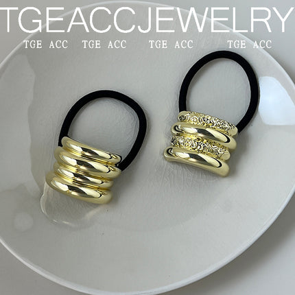 Cross-border new European and American cold wind geometric metal concave-convex elastic new temperament hair ring hair rope temperament head rope