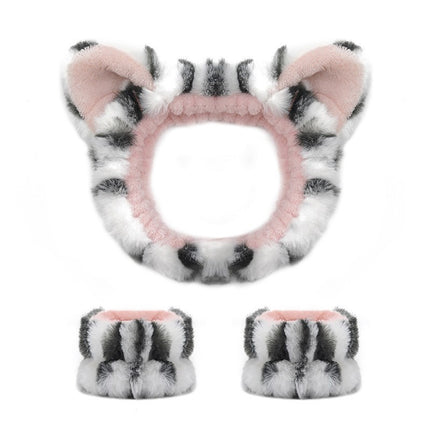 Amazon Plush Headband Wristband Set Face Washing Absorbent Headband Cartoon Cute Waterproof Hairband Wholesale