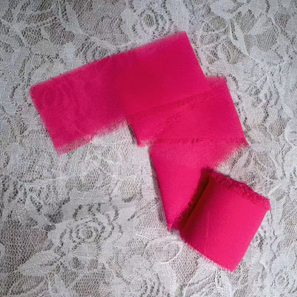 Ins Hand-Torn Raw Edge Ribbon Bouquet Satin Ribbon Ribbon Dried Rose Wedding Flowers Tied Chiffon Lace