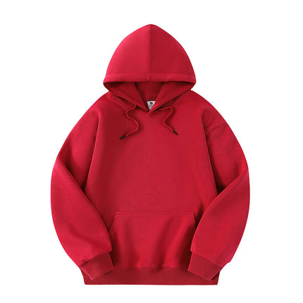 Cross-Border Spot Wholesale Hooded Sweatshirt Solid Color Unisex Loose Drop Shoulder One-Piece Drop Shipping Plus Size Jacket Long Sleeve Inner Layer
