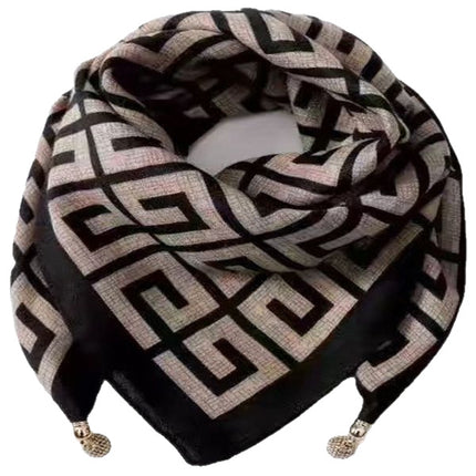 New 65.65 Magnetic Buckle Scarf Women's Square Scarf Winter Lazy Pendant Ins Scarf Scarf Decorative Fashion All-match