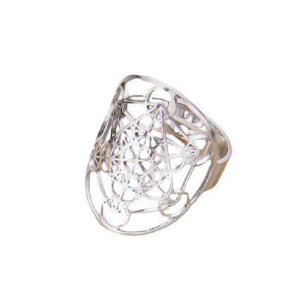 Amazon Cross-Border Personalized Trendy Hollow Six-Pointed Star Oval Stainless Steel Ring Opening Adjustable Ring