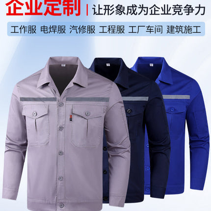 Pure Cotton Thin Summer Long Work Clothes Suit Wear-Resistant, Breathable and Sweat-Absorbent Welder Shipyard Factory Workshop Suit