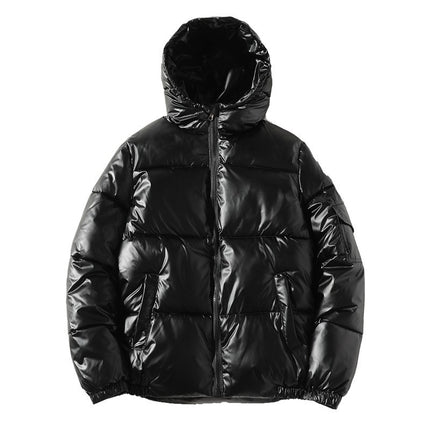 Cross-Border Hooded down Cotton Coat, Thickened Winter Puffer Jacket, Fashionable and Trendy Warm Glossy Cotton Coat, Cold-Proof