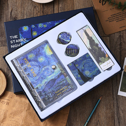 European and American Style Oil Painting Handbook Set Creative Van Gogh Monet Gift for Students Art Handbook Notepad Gift Box