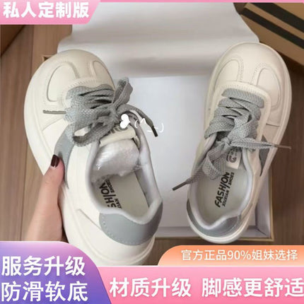 Spring New Thick-Soled Genuine New White Shoes for Women Campus Style Versatile Casual Sports Bread Women's Shoes
