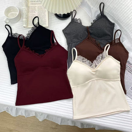 22178# hanger dongdaemun thread cotton fleece-lined lace stitching with chest pad slim fashion bottoming camisole