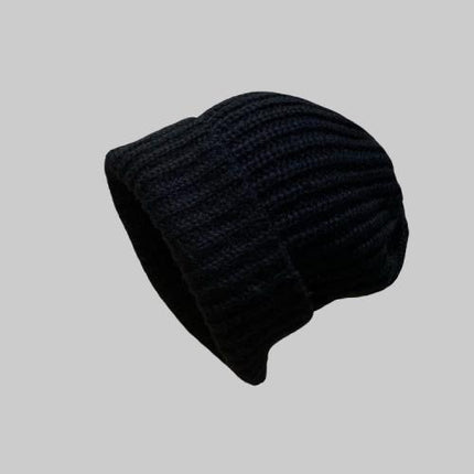Winter color matching Korean style women's striped face-looking plush warm knitted wool hat big head circumference ear protection pile hat