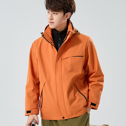 Three-In-One Men's Hooded Detachable Waterproof and Windproof Mountaineering Jacket Three-In-One Jacket