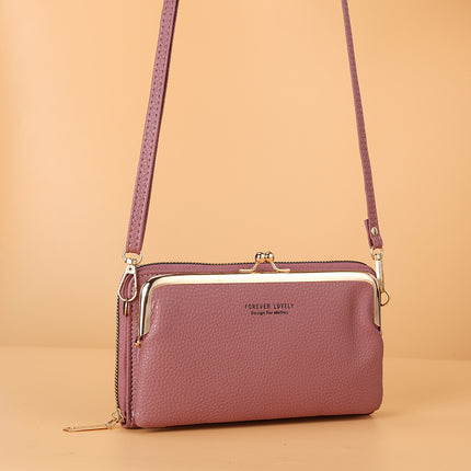 Factory wholesale horizontal mobile phone bag female litchi pattern Small Satchel sweet Joker multi-purpose coin purse mini bag