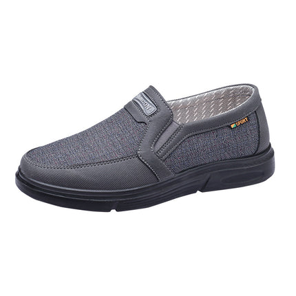 Large Size Old Beijing Cloth Shoes for Men, Breathable Spring and Autumn Men's Single Shoes, Middle-Aged and Elderly Dad Shoes, Size 47 Slip-On Shoes with Color-Blocking Design
