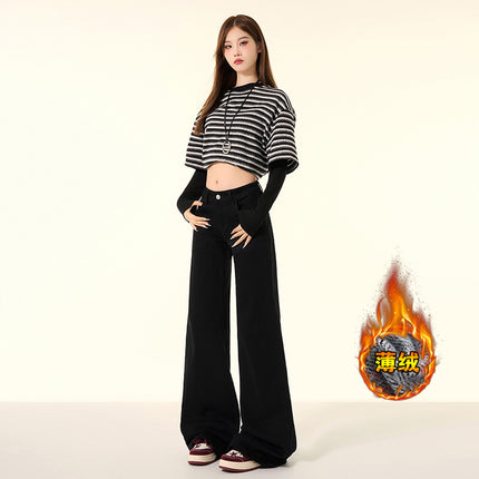 raccoon dog house# retro design feeling 2024 autumn and winter new micro la jeans women show American hot girl low waist horseshoe pants