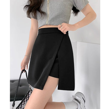Season plus size Pear-Shaped Skirt Skirt Women's Summer Chiffon Figure Black Suit New A- Shaped Skirt 2024 Split