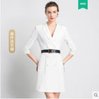 White 3/4 sleeve dress / S