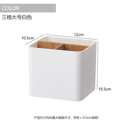 Creative pen holder bamboo and wood compartment storage box large capacity stationery pencil watercolor pen finishing box cosmetic brush storage bucket