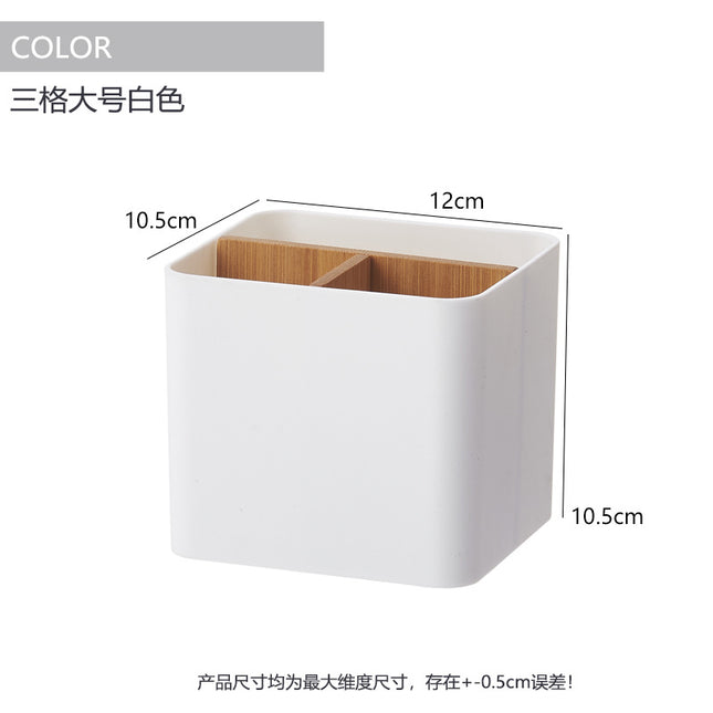 Creative pen holder bamboo and wood compartment storage box large capacity stationery pencil watercolor pen finishing box cosmetic brush storage bucket