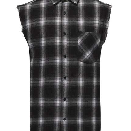 Europe and the United States cross-border personality men's jacket plaid sleeveless shirt men's casual shirt tassel craft shirt foreign trade fixed