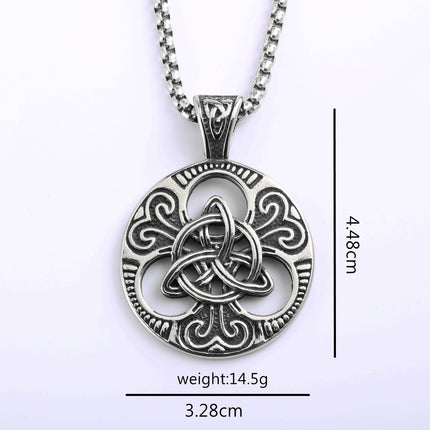 European and American Retro Stainless Steel Pendant Suitable for Men and Women, Single-Sided Celtic Knot Necklace