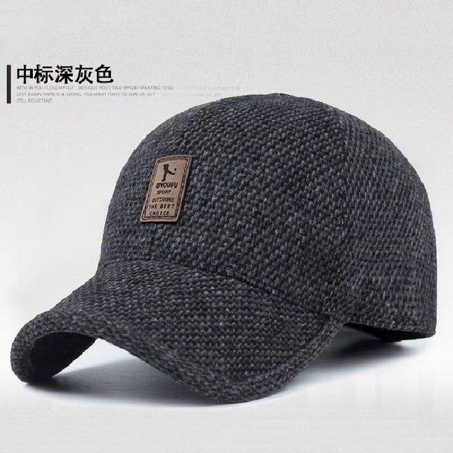 Winter Warm Baseball Cap Cold-proof Ear Protection Men's Duck Cap Baseball Cap Middle-aged and Elderly fleece-lined Thickened Hat Men