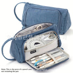 Corduroy triangle pencil case [navy blue]