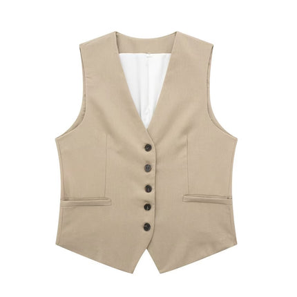 European and American 2023 New Fashion Women's Blended Vest Vest 7747356 High Waist Casual Shorts 7748356 Trendy